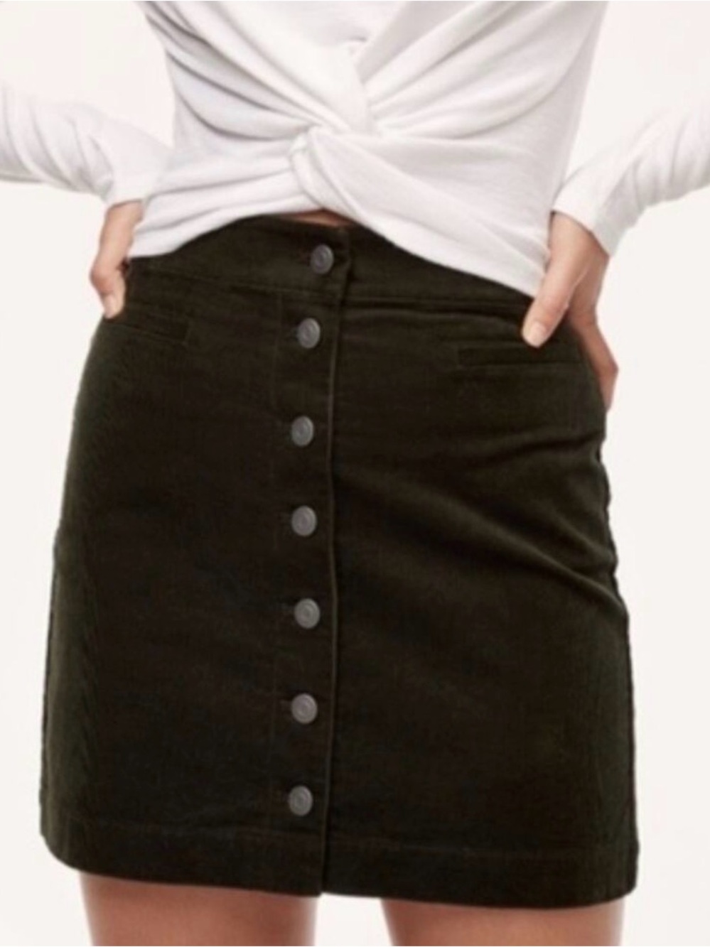 Wilfred Free Corduroy Karmrn Button Front Mini Skirt